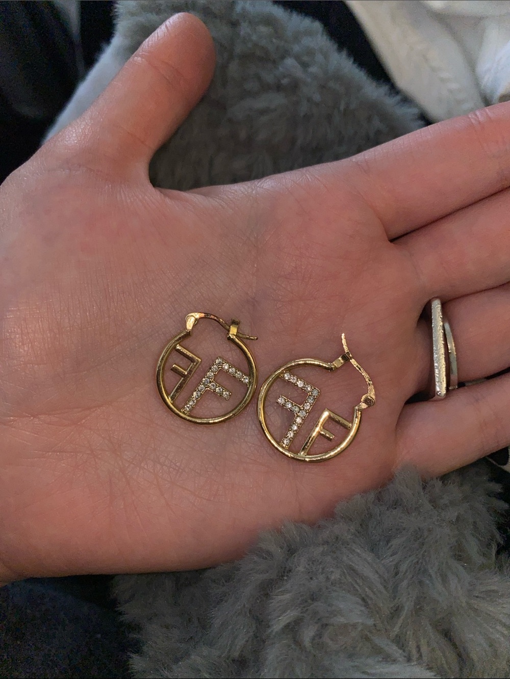 Gold-Tone Crystal Hoop Initial Earrings